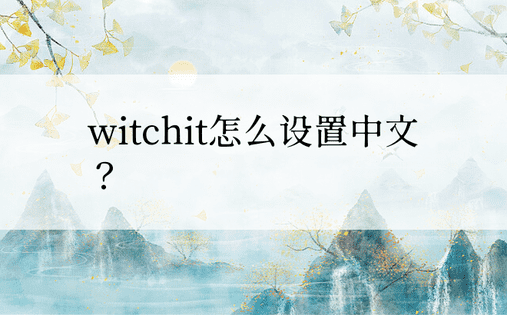 witchit怎么设置中文？